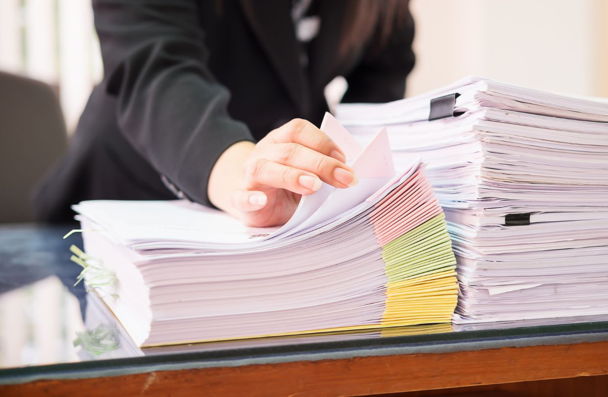 Traditional paper based files in an office