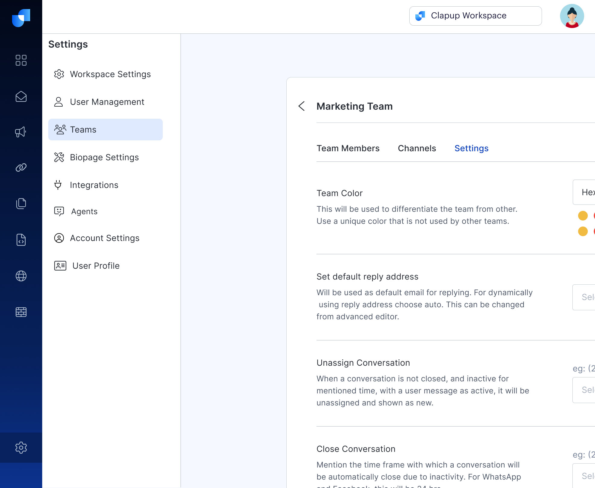 clapup-team-settings